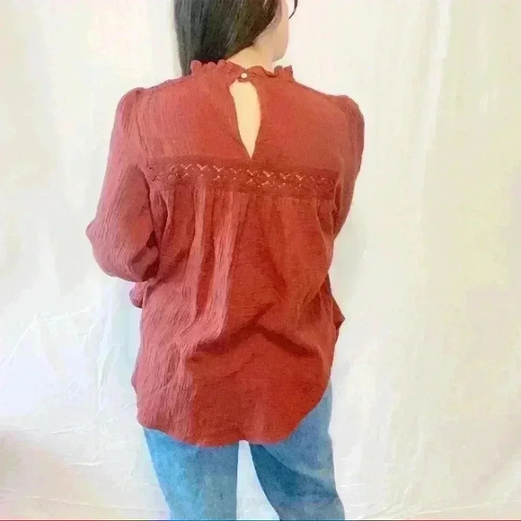 Bohemian long sleeve rust top - Picture 7 of 10